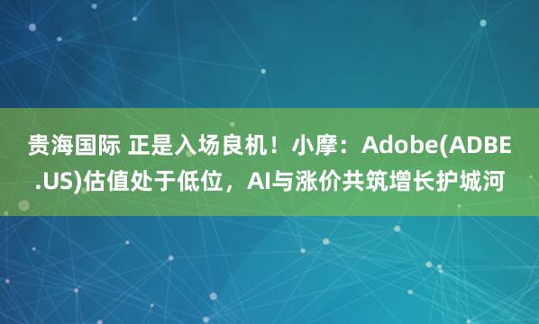 贵海国际 正是入场良机！小摩：Adobe(ADBE.US)估值处于低位，AI与涨价共筑增长护城河